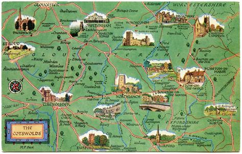 Postcard map of the Cotswolds | Cotswolds map, Cotswolds england, Travel infographic