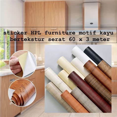 Jual Wallpaper Sticker Motif Kayu Serat HPL Sticker Tebal Multifungsi