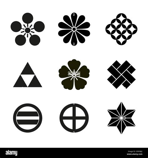 Japanese Signs symbols set or collection on white Stock Vector Image ...