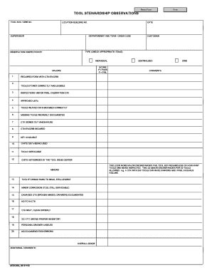 Fillable Online TOOL STEWARDSHIP OBSERVATIONS Fax Email Print PdfFiller