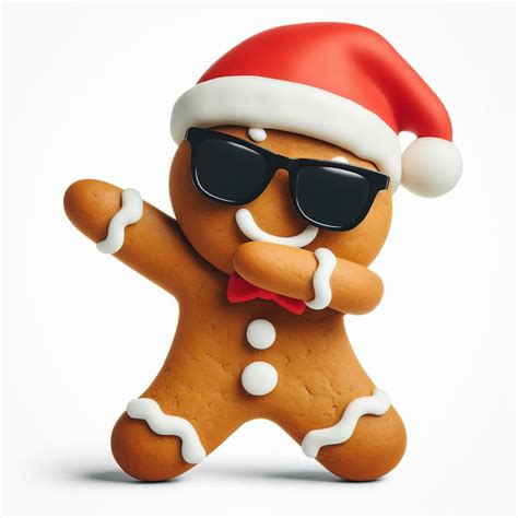 Premium Ai Image Funny Gingerbread Man Wearing Santa Claus Hat And