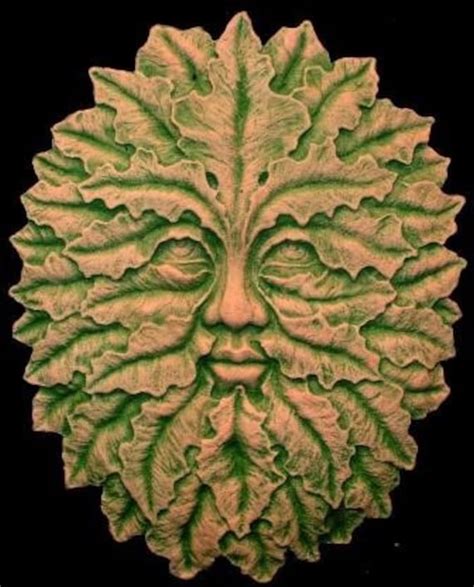 Green Man Leafy Face Wall Terracotta Plaque Etsy