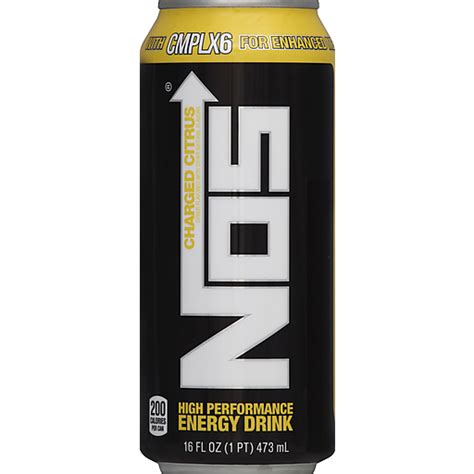 NOS Charged Citrus High Performance Energy Drink 16 Fl Oz Can Soda