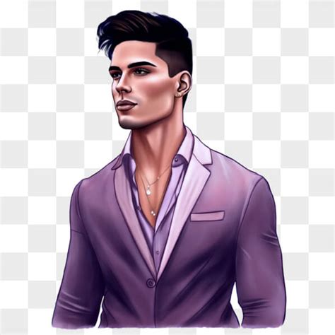 Descarga Hombre Elegante en Traje Morado y Camisa Blanca PNG En Línea