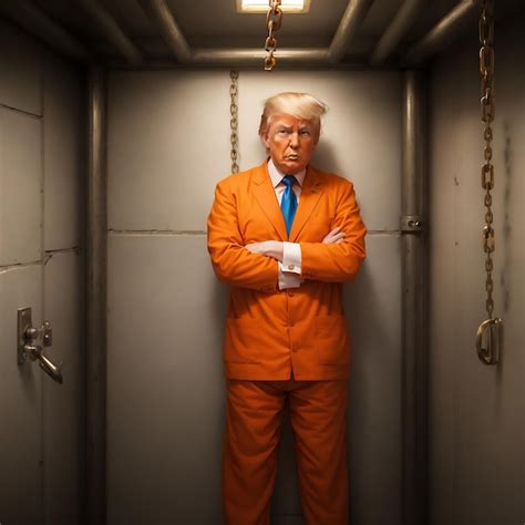 Premium AI Image | Donald Trump in jail wearing an orange suit