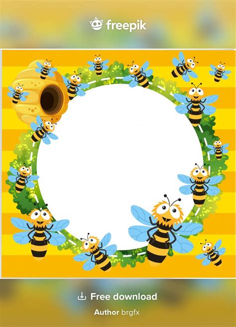 Free Vector Border Template With Bees Flying