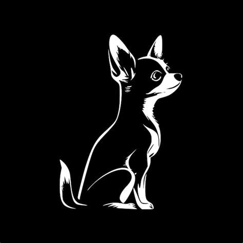 Chihuahua Black And White Isolated Icon Vector Illustration Premium