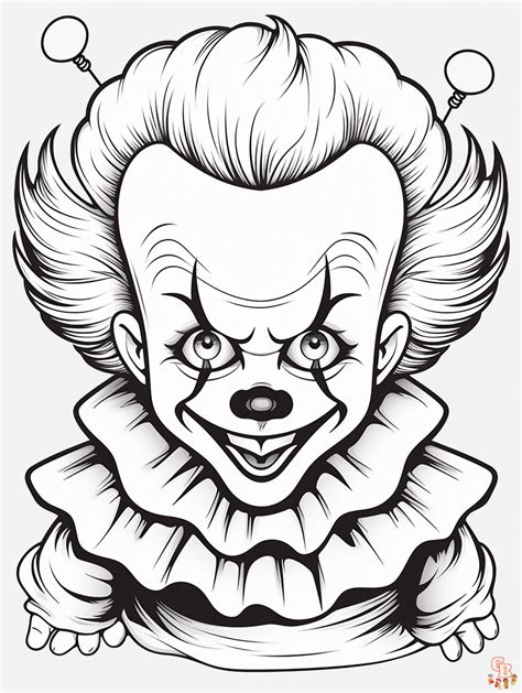 Scary Clown Faces Coloring Pages