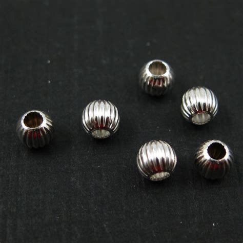 925 Sterling Silver Findings Textured Round Beads Spacers 4mm