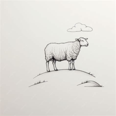 Premium Photo Minimal Retouching Detailed Ink Drawing Of Sheep On Hill