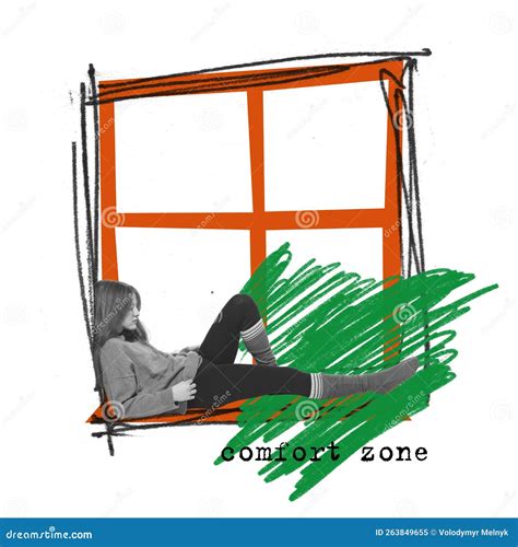 Contemporary Art Collage Conceptual Design Young Girl Sitting At Home