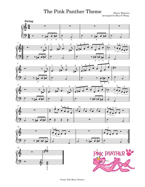 The Pink Panther Theme Henry Mancini Sheet Music For Piano Solo