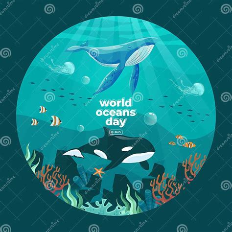 World Oceans Day 8 June Web Banner Save Our Ocean Stock Vector