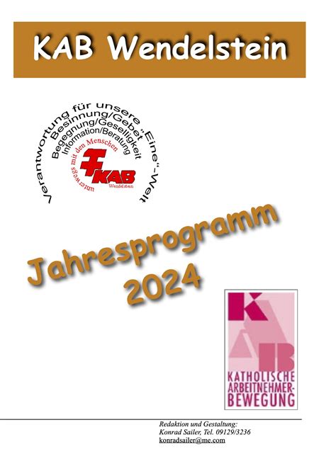 Jahresprogramm Der Kab Kath Pfarrverband Br Cken Schlag