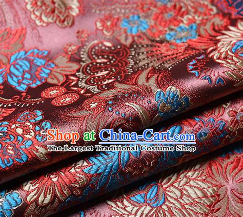 Chinese Traditional Silk Fabric Tang Suit Red Brocade Cheongsam