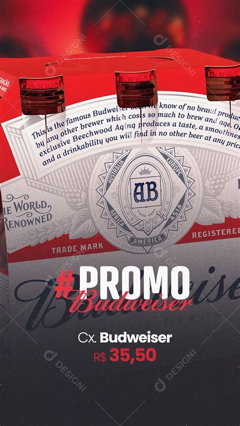 Social Media Story Bebidas Promoção Cerveja Budweiser Psd Editável