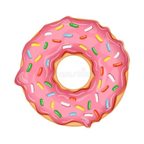 Delicious Donut With Pink Icing With Bright Sweet Sprinkles Isolated On