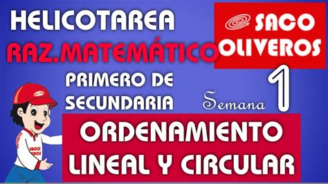 ORDENAMIENTO LINEAL Y CIRCULAR RAZONAMIENTO MATEMÁTICO PRIMER AÑO