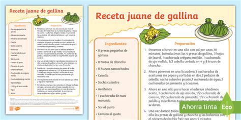 Free Receta Juane De Gallina Teacher Made