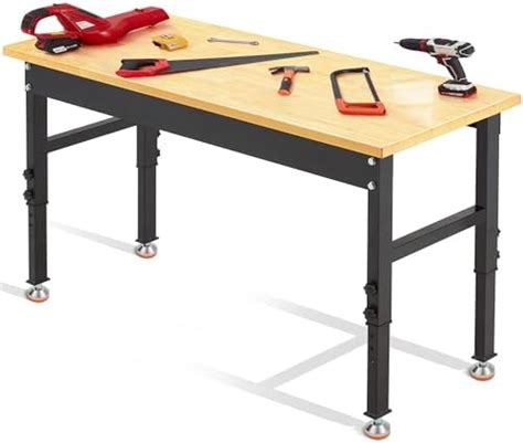 Goplus Adjustable Workbench 48 2000Lbs Bamboo Top Work Bench For