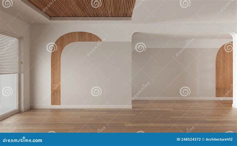 Empty Room Interior Design Open Space With Parquet Wooden Floor