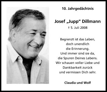 Traueranzeigen Von Josef Jupp Dillmann WirTrauern