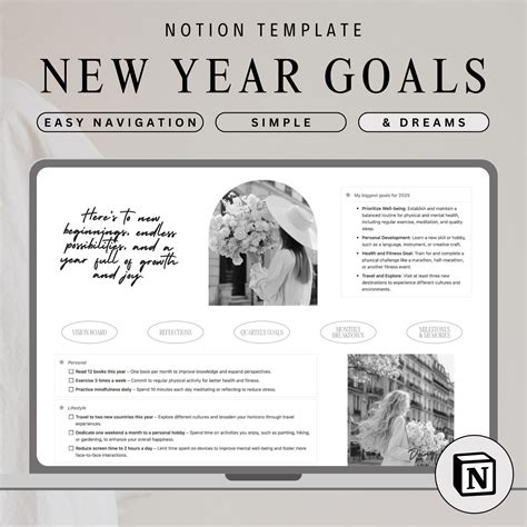 New Year Goal Planner Notion Goal Setting Template Notion Quarterly