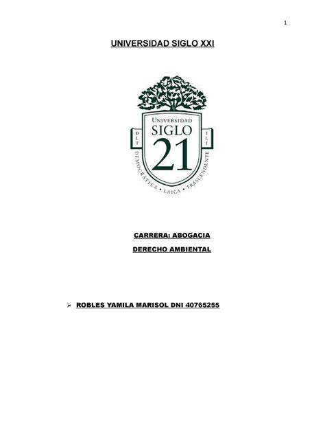 Derecho Ambiental Tp Robles Universidad Siglo Xxi Carrera