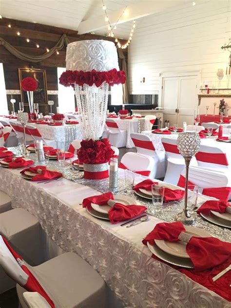 Pin By Whimzey Events On Centerpieces Red And White Weddings White