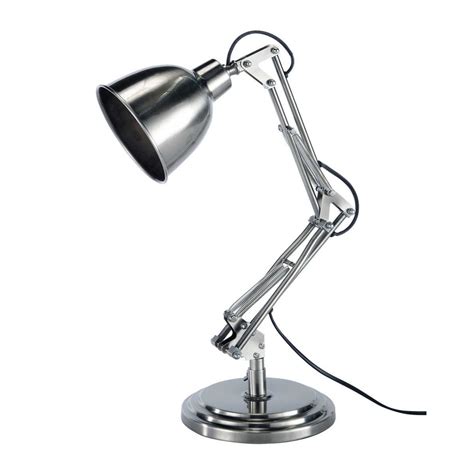 Lampe de bureau indus orientable en métal brut H 49 cm PATERSON