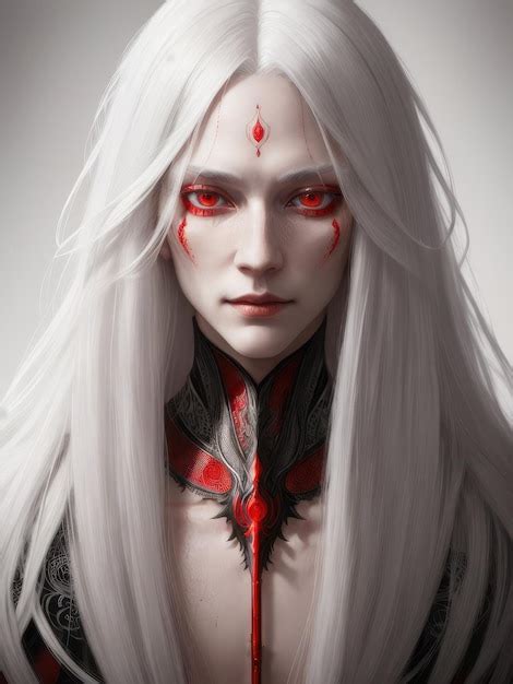 Premium AI Image | A vampire with white hair and red eyes