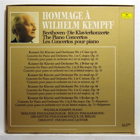 Hommage à wilhelm kempff beethoven the piano concertos Wilhelm