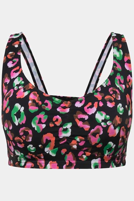 Colorful Leopard Print Bikini Top Black Ulla Popken