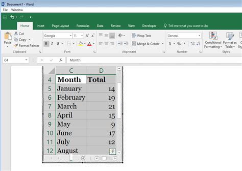 How To Insert Excel Data Into Word Tables Files Spreadsheets