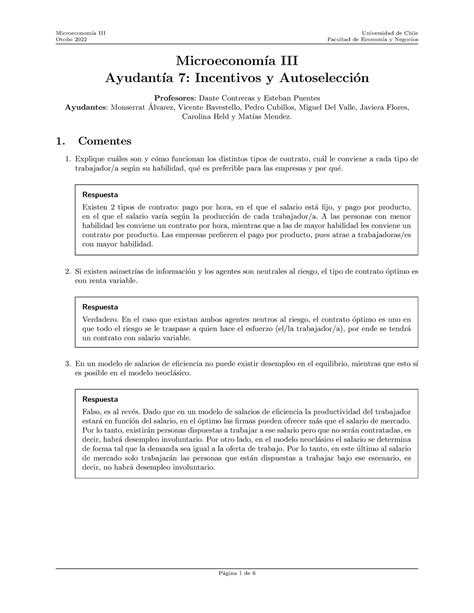 Pauta Ayudantia Micro O Oto No Facultad De Econom A Y