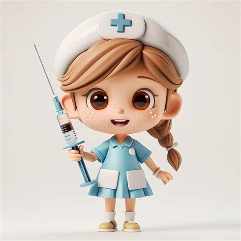 Cartoon Cheerful Nurse in Special Clothes with a Syringe in Her Hands ...