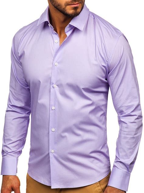 Camisa Elegante De Manga Larga Para Hombre Violeta Bolf Ts Violeta