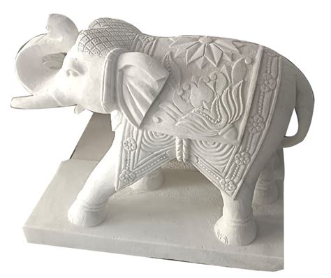 Feet White Decorative Marble Elephant Statue For Exterior Decor At