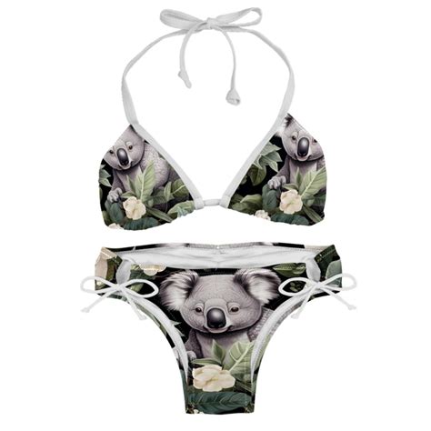 Koala Detachable Sponge Adjustable Strap Bikini Set Two Pack Beach