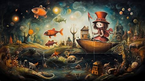 Whimsical Fantasy Oil Art oil painting | Premium AI-generated image