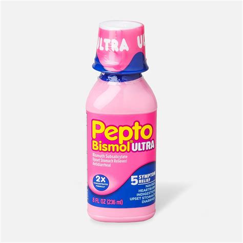 Pepto Bismol Ultra 5 Symptom Stomach Relief Liquid, Original, 12 Oz