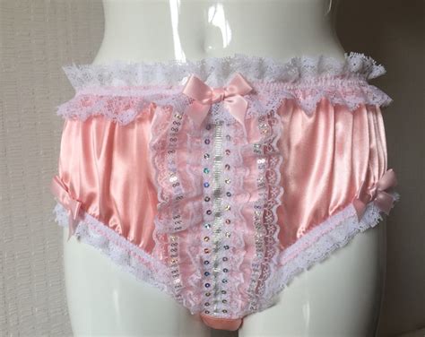 Blush Pink Silky Satin Bikini Panties Sparkly Trim Sissy Etsy