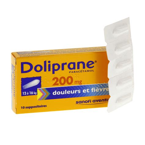 Doliprane 200 Mg Boîte De 10 Suppositoires Sanofi Aventis Médicament