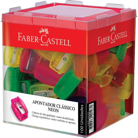 Faber Castell Apontador - Apontador Faber-Castell Sem Depósito Neon 100 Unidades - Destro