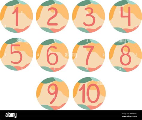 Hand Drawn Numbers From One To Ten In Circles With Abstract Shaped