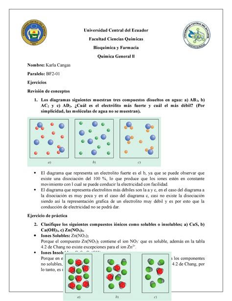 Ejercicios De Quimica Deber De Química Universidad Central Del Ecuador Facultad Ciencias