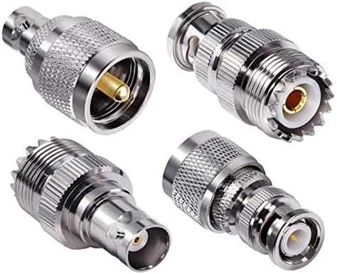 Boobrie 2pcs BNC UHF RF Coaxial Coax Adapter SO239 UHF Female To BNC