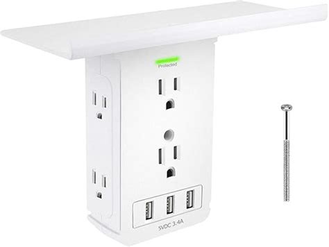 Socket Shelfsurge Protector Wall Outletextra Large Shelf With 6 Electrical Outlet Extenders