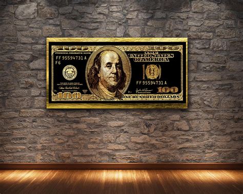 100 Dollar Bill Money Art Entrepreneur Art Gold 100 Dollar | Etsy