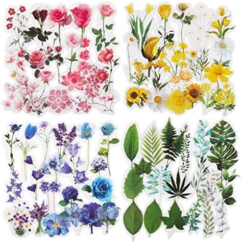 COLOFALLA Transparent Scrapbooking Sticker Blumen 160 Pcs Scrapbook